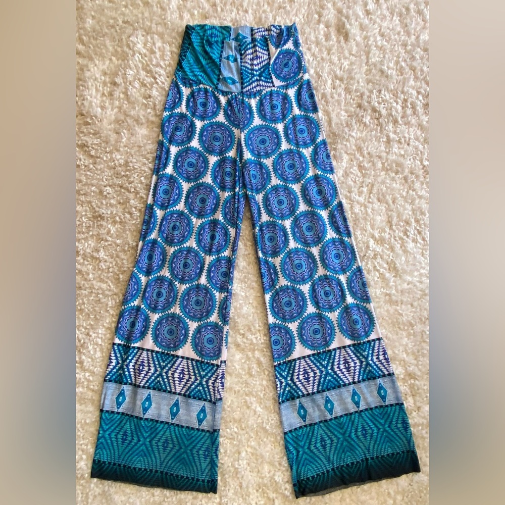 Boho Flare Pants, Elastic Waist, Wide Leg Pants for Women.